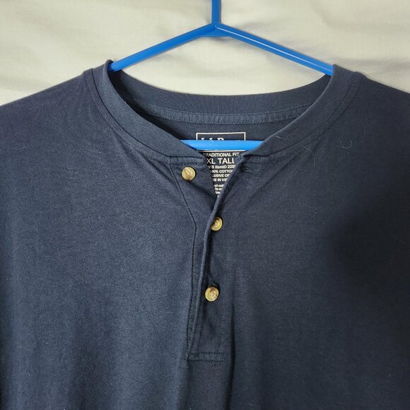 L.L. Bean Men’s XL Tall Long Sleeve Henley Shirt – Navy Blue – 100% Cotton - Picture 3 of 5